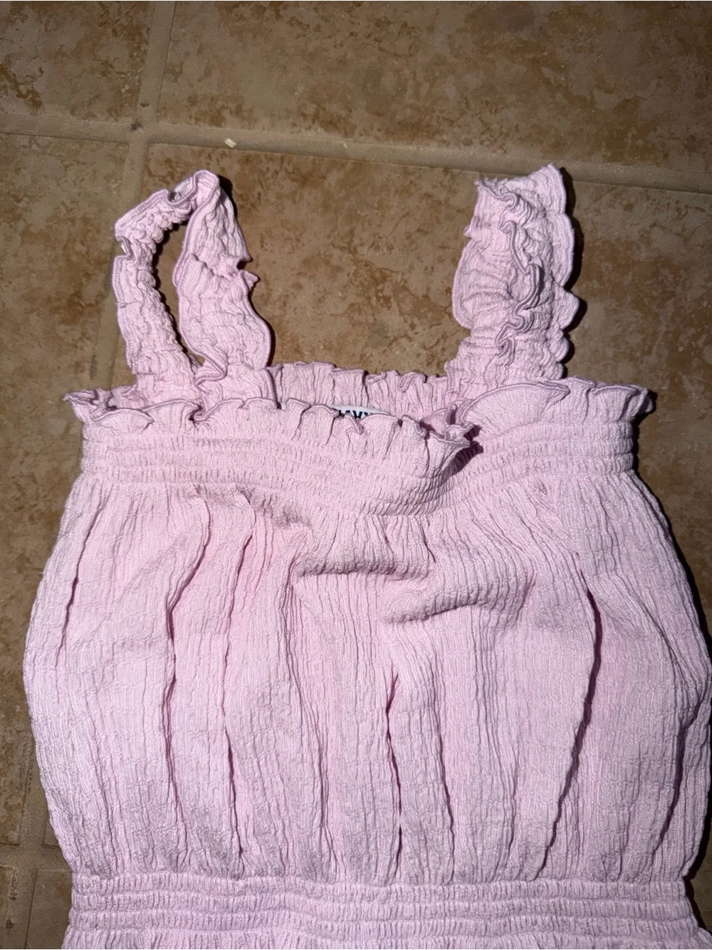 Old Navy Pastel Pink Ruffle Smocked Tank